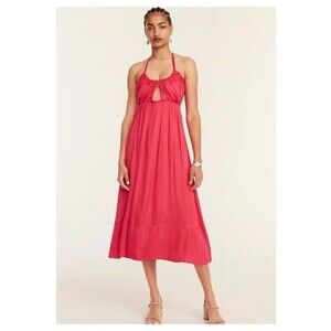 J. Crew Collection Halter Cut Out Dress Featherweight Satin - Wild Hibiscus 6
